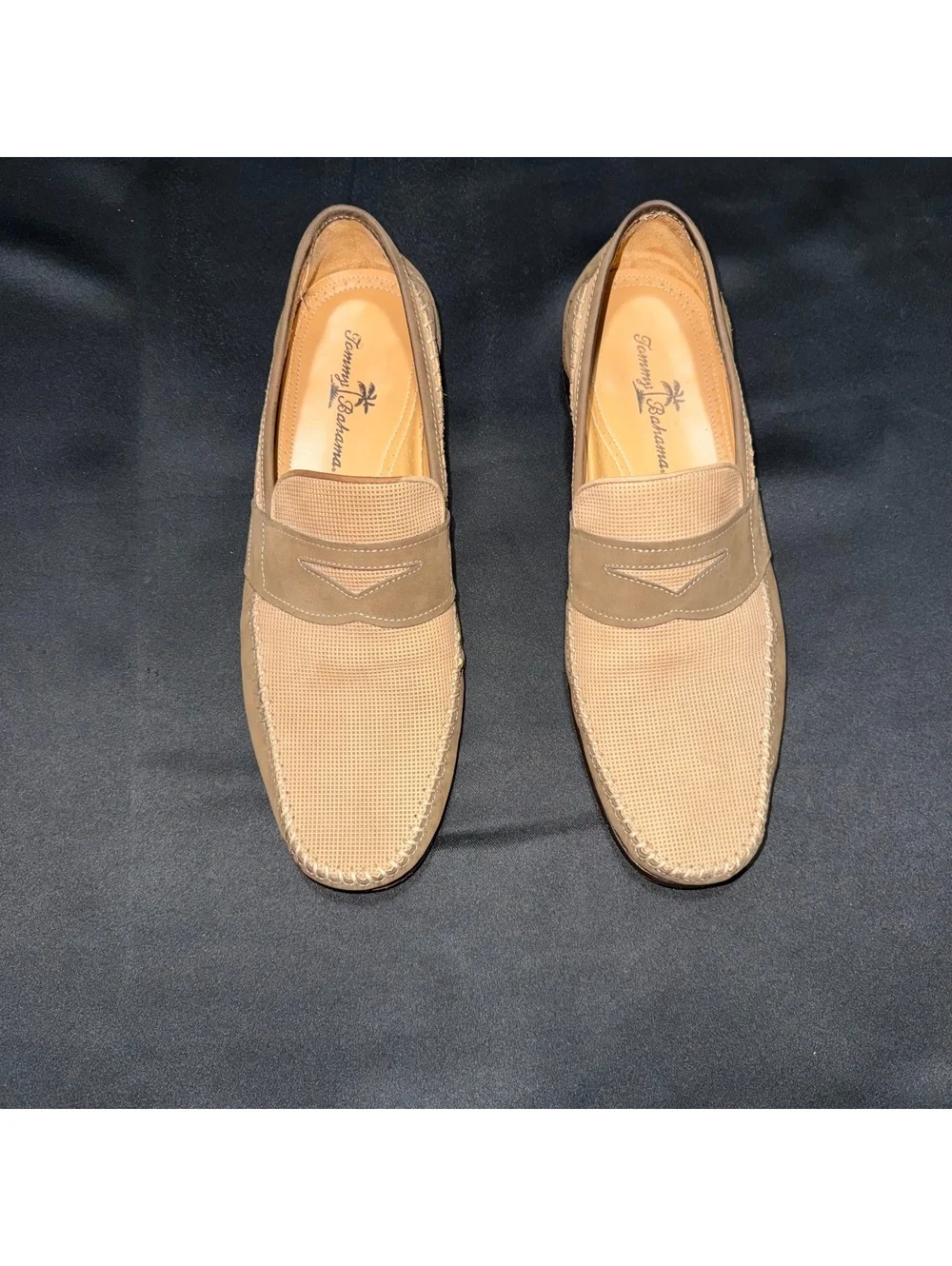 Tommy Bahama Men's Loafers Size 9.5 Made in Spain Beige and